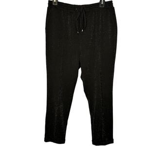 Imperial Black Sparkle High Rise Ankle Drawstring Straight Jogger‎ Pants Medium